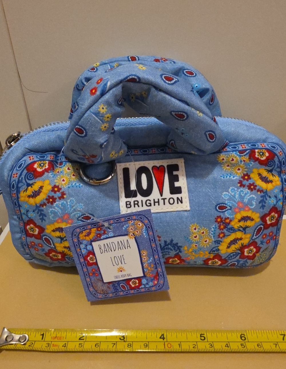 Brighton Light Blue Bandana Floral Mini Crossbody Bag